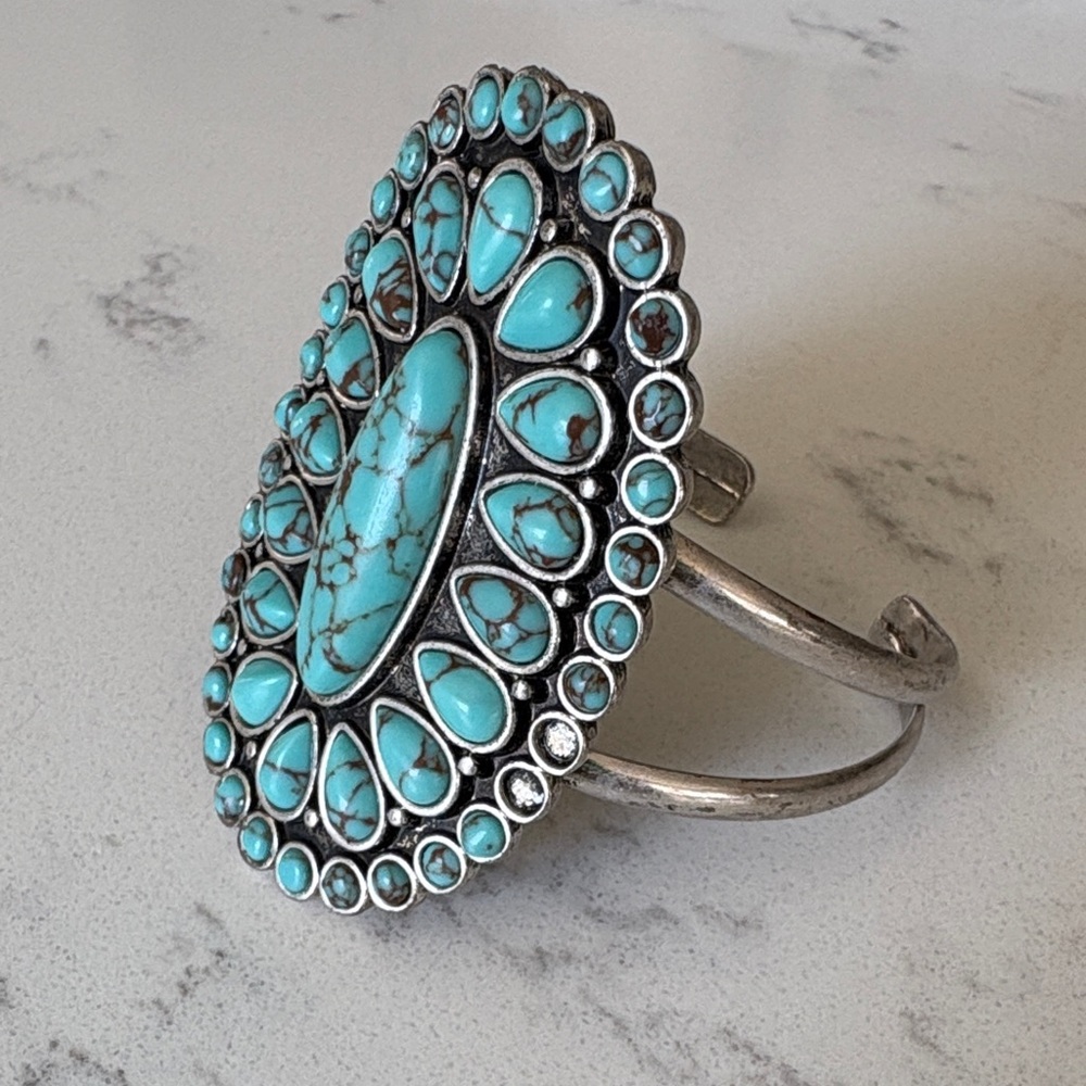 Lucky Brand Turquoise Stone Cluster Cuff Bracelet